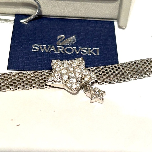 💥 Stunning Vintage Swarovski White Pave Crystal and Silver Star Woven Bracelet 💥 - Picture 7 of 13